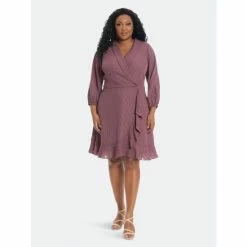 Maggy London London Times Curve Cleo Dresses Plum Wine