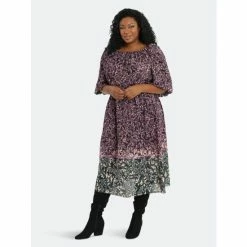 Maggy London London Times Curve Hailey Dresses Black / Orchid Pink