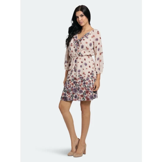 Maggy London London Times Petite Lonnie Dresses Beige / Rust Floral 3 Maggy London London Times Petite Lonnie Dresses Beige / Rust Floral