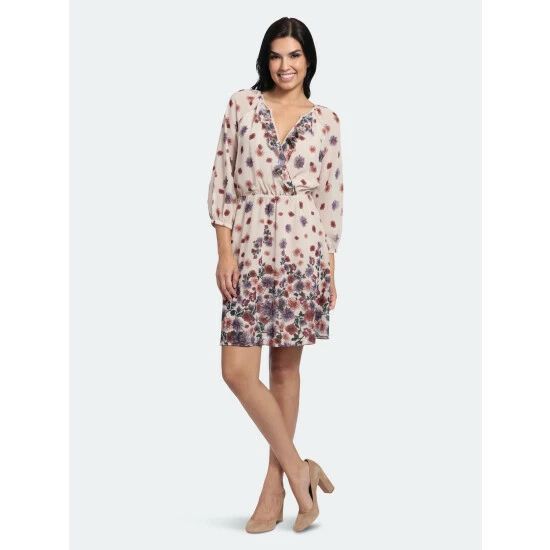 Maggy London London Times Petite Lonnie Dresses Beige / Rust Floral 4 Maggy London London Times Petite Lonnie Dresses Beige / Rust Floral - Image 2