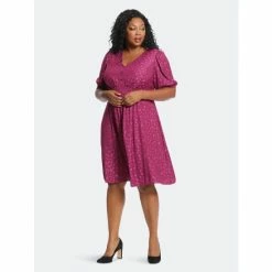 Maggy London London Times Curve Elsie Dresses Magenta Purple