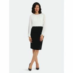 Maggy London Nayda Midi Dresses Black/ Soft White