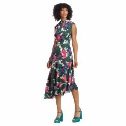 Maggy London Finley Dress Dresses Bottle Green/fuschia