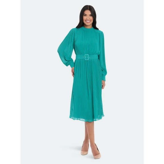 Maggy London Ireland Belted Pleated Dresses Blue Grass 4 Maggy London Ireland Belted Pleated Dresses Blue Grass - Image 2