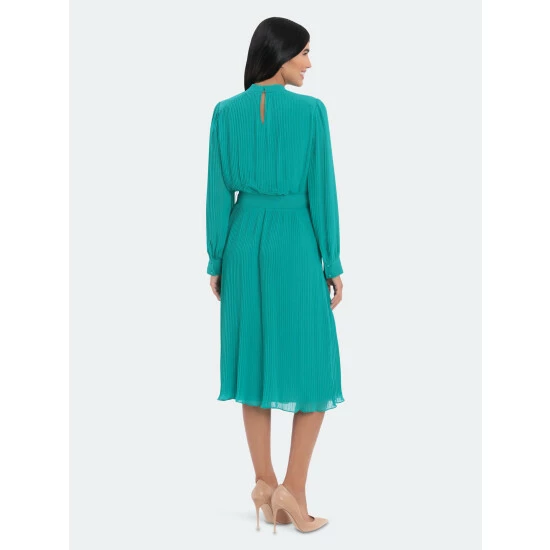 Maggy London Ireland Belted Pleated Dresses Blue Grass 5 Maggy London Ireland Belted Pleated Dresses Blue Grass - Image 3