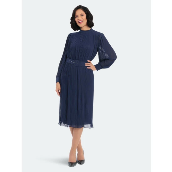Maggy London Ireland Belted Pleated Dresses Blue Grass 6 Maggy London Ireland Belted Pleated Dresses Blue Grass - Image 4