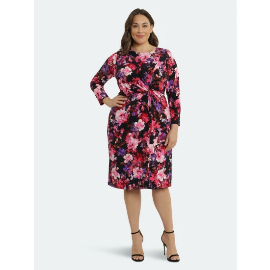 Maggy London Evie Curve Dresses Deep Navy/ibis Rose 4 Maggy London Evie Curve Dresses Deep Navy/ibis Rose - Image 2