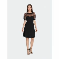 Maggy London Lyra Fit & Flare Illusion Dress Dresses Black