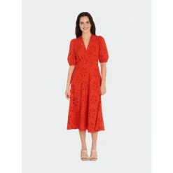 Maggy London Nia Eyelet Midi Dress Dresses Soft White