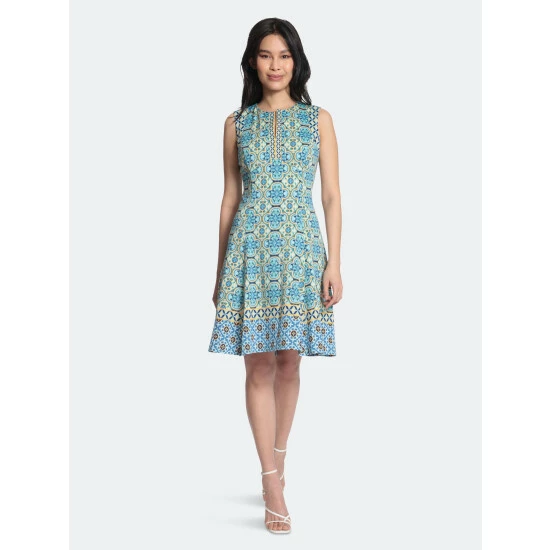 Maggy London Adela Dress Dresses Soft White/ Aqua 4 Maggy London Adela Dress Dresses Soft White/ Aqua - Image 2
