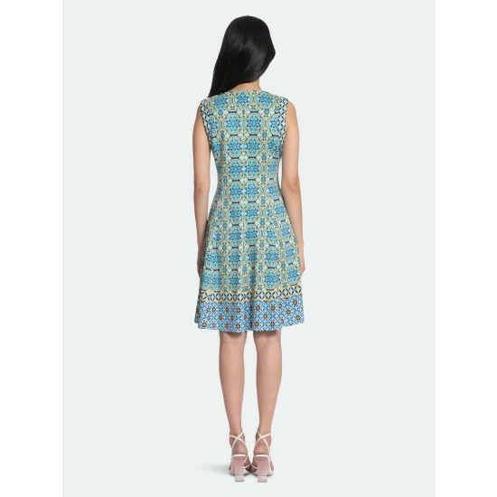 Maggy London Adela Dress Dresses Soft White/ Aqua 5 Maggy London Adela Dress Dresses Soft White/ Aqua - Image 3