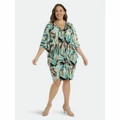 Maggy London London Times Curve Corinne Dresses Neutral/aqua