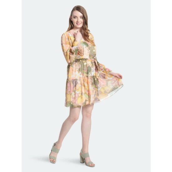Maggy London London Times Aria Dresses Celery / Paisley Swirl 5 Maggy London London Times Aria Dresses Celery / Paisley Swirl - Image 3
